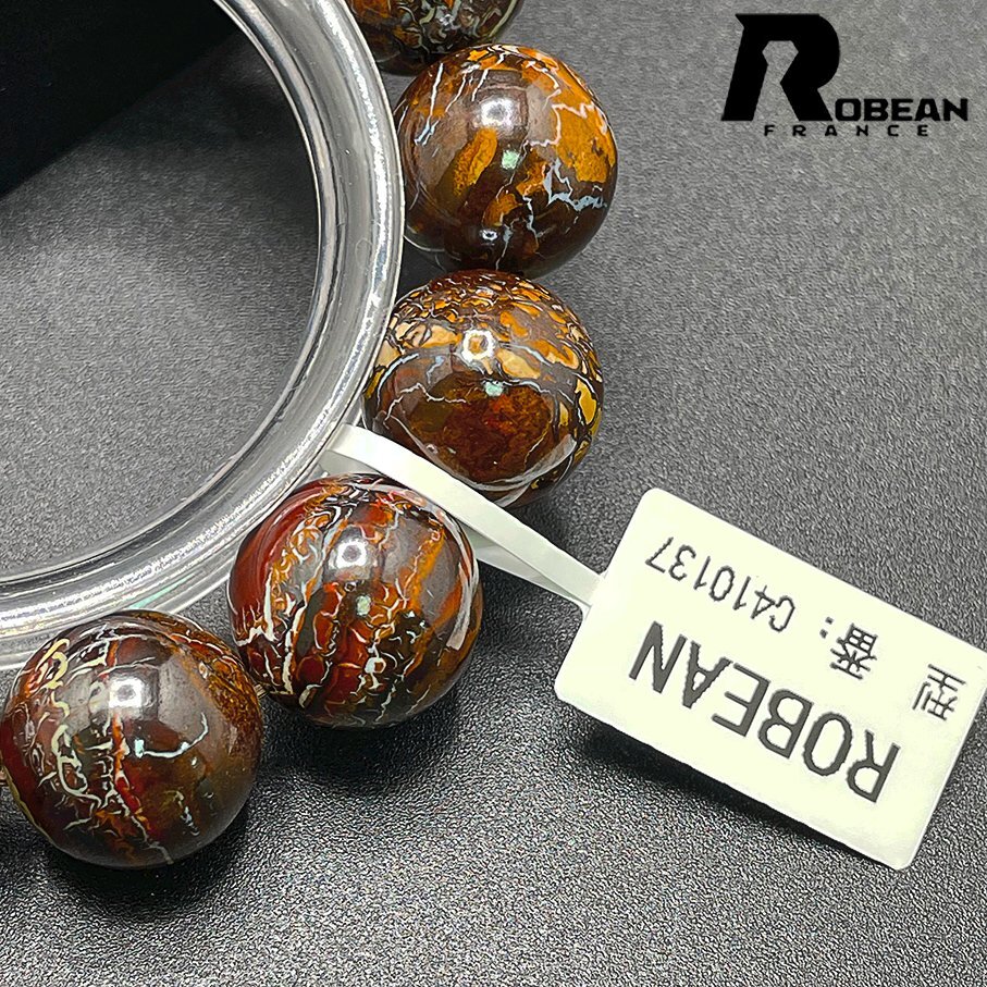 絶賛 EU製 定価17万円★ROBEAN・ボルダーオパール★ブレスレット パワーストーン 天然石 綺麗 お守り 15.3-15.8mm C410137_画像8