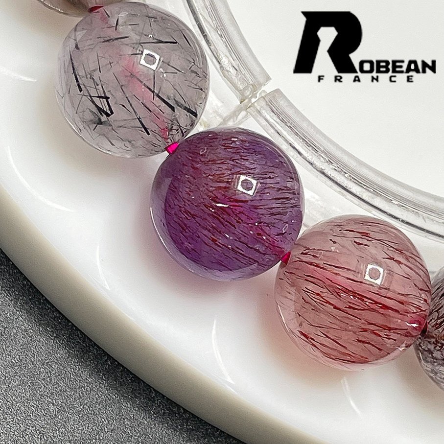 上品 EU製 定価17万円★ROBEAN・スーパーセブン★パワーストーン ブレスレット 天然石 原石 お守り プレゼント 12-12.6mm 1001G697_画像5