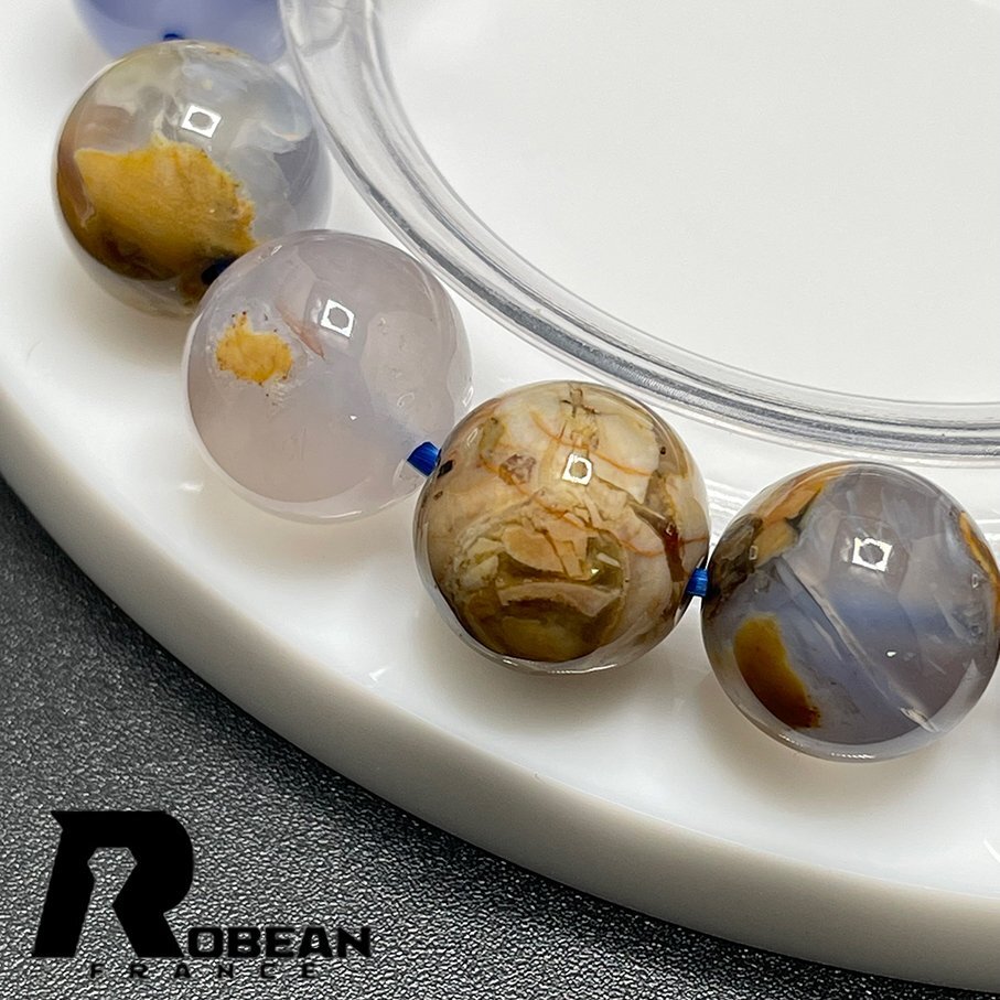 高級 EU製 定価6万円★ROBEAN・マトリクスブルーカルセドニー★パワーストーン アクセサリー 天然石 開運 約12.4-12.7mm 1008J044_画像6