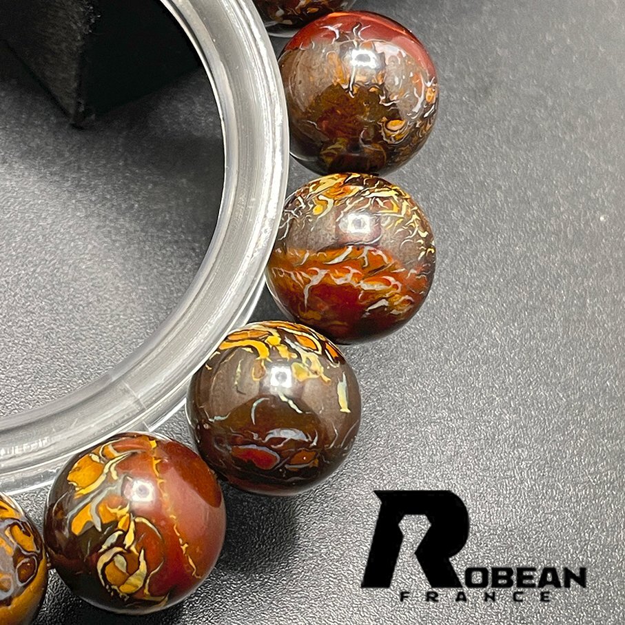 高級 EU製 定価17万円★ROBEAN・ボルダーオパール★ブレスレット パワーストーン 天然石 綺麗 お守り 11.5-12.1mm 1008J015_画像6