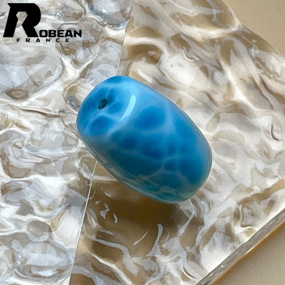 高級 EU製 定価11万円★ROBEAN・チベット天珠★パワーストーン アクセサリー ラリマー 天然石 癒し 平和 お守り 約22.4*15.5mm 1003k437_画像4