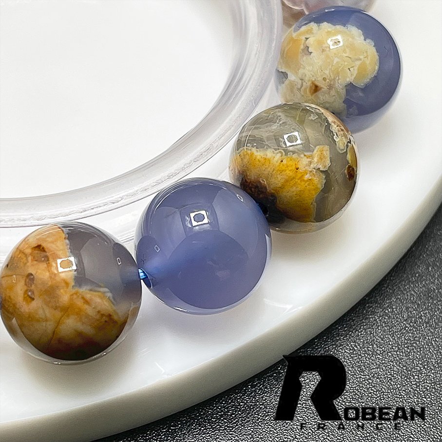 綺麗 EU製 定価6万円★ROBEAN・マトリクスブルーカルセドニー★パワーストーン アクセサリー 天然石 開運 約12.2-12.6mm 1008J048_画像5