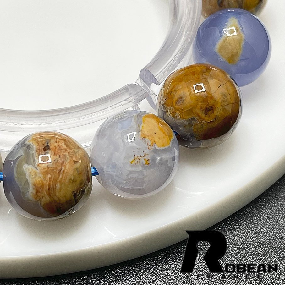 綺麗 EU製 定価6万円★ROBEAN・マトリクスブルーカルセドニー★パワーストーン アクセサリー 天然石 開運 約12.2-12.6mm 1008J048_画像6