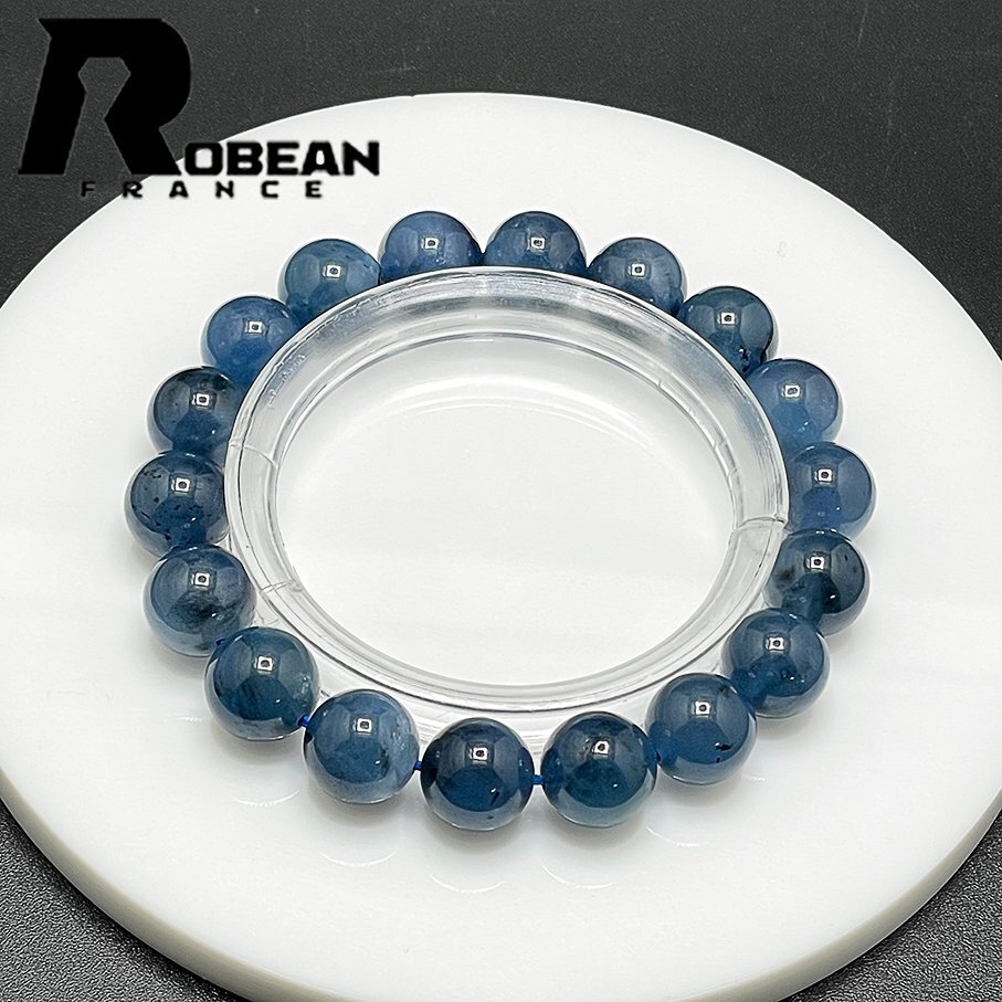 上品 EU製 定価9万円★ROBEAN・ブルーグリーンアクアマリン★パワーストーン ブレスレット 天然石 原石 綺麗 お守り 11.1-11.7mm 1008J090_画像1