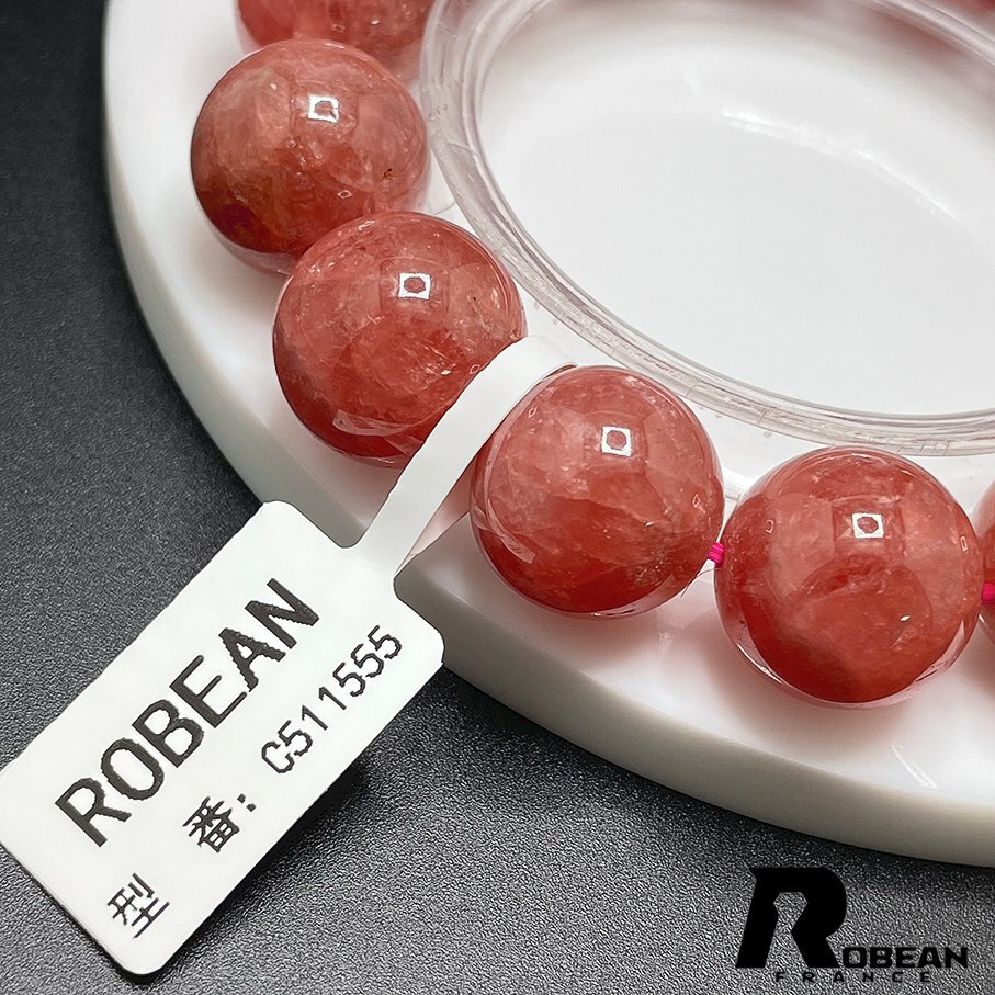 絶賛 EU製 定価28万円★ROBEAN・インカローズ★ブレスレット パワーストーン 原石 天然石 高級 プレゼント バラ色 14.4-15.2mm C511555_画像7