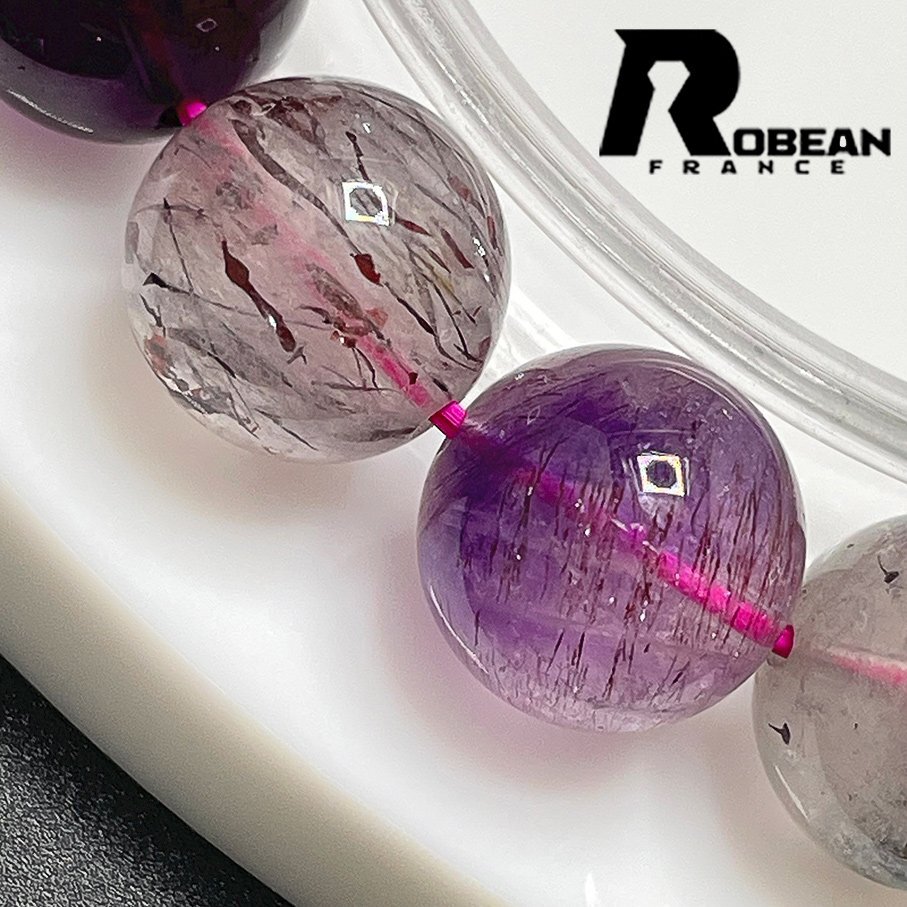 貴重 EU製 定価12万円★ROBEAN・スーパーセブン★パワーストーン ブレスレット 天然石 原石 お守り プレゼント 11.6-12.2mm 1001G653_画像6