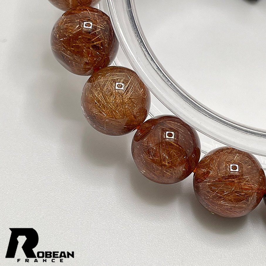 上品 EU製 定価10万円★ROBEAN・ブラウンルチルクォーツ★ブレスレット パワーストーン 天然石 綺麗 金運 お守り 10.3-10.8mm 1008J251_画像4