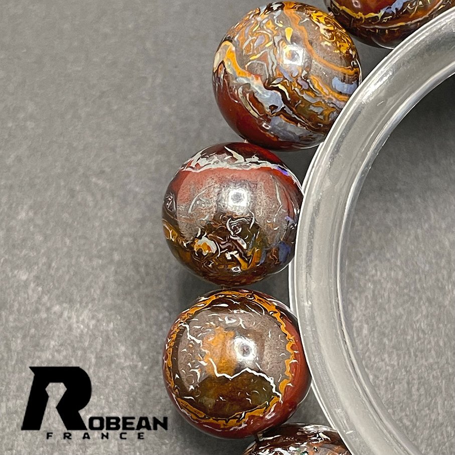 絶賛 EU製 定価13万円★ROBEAN・ボルダーオパール★ブレスレット パワーストーン 天然石 綺麗 お守り 14-14.5mm 1001G1405_画像5