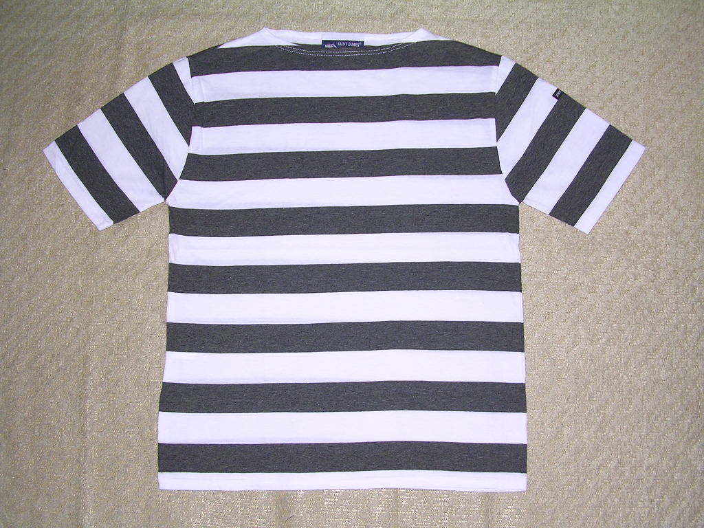  France made St. James pi rear k T-shirt SM charcoal gray / white futoshi border bus k shirt cut and sewn 