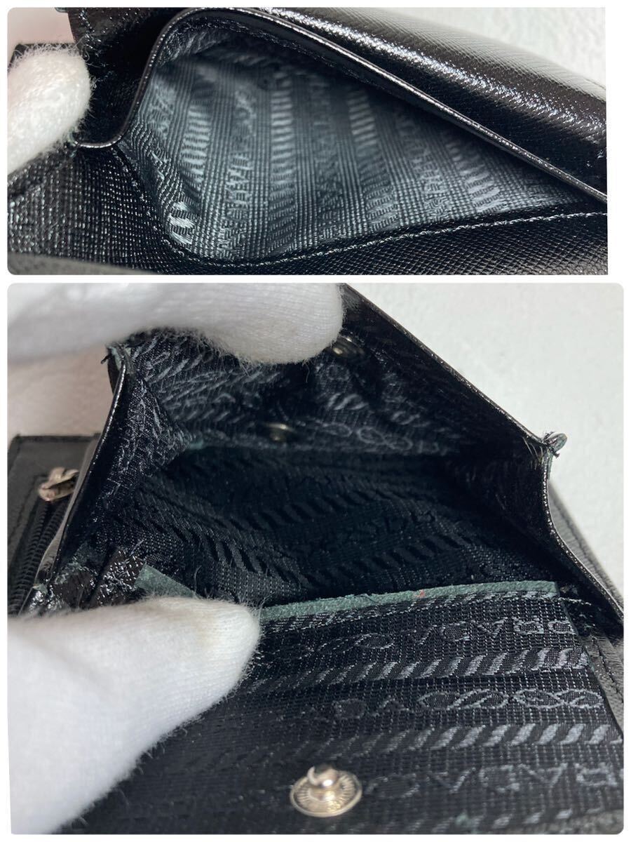 美品 PRADA プラダ 三角ロゴ ナイロン 二つ折り財布 ブラック 黒 ギャランティーカード 箱付きの画像8