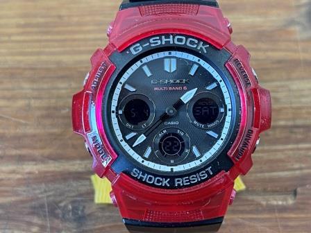 Arコンパクト 稼働品 CASIO カシオ Gショック マルチバンド6 タフソーラー 腕時計 AWG-M100SRB Red & Black ソーラー G-SHOCK 現状品 の画像1