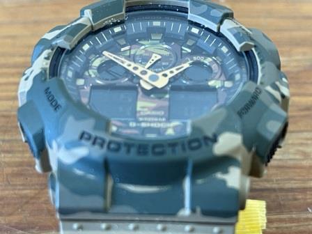 Arコンパクト 稼働品 CASIO カシオ G-SHOCK ジーショック GA-100CM 腕時計 アナデジ 多機能 カモフラ 迷彩 ラバー メンズ 現状品の画像6