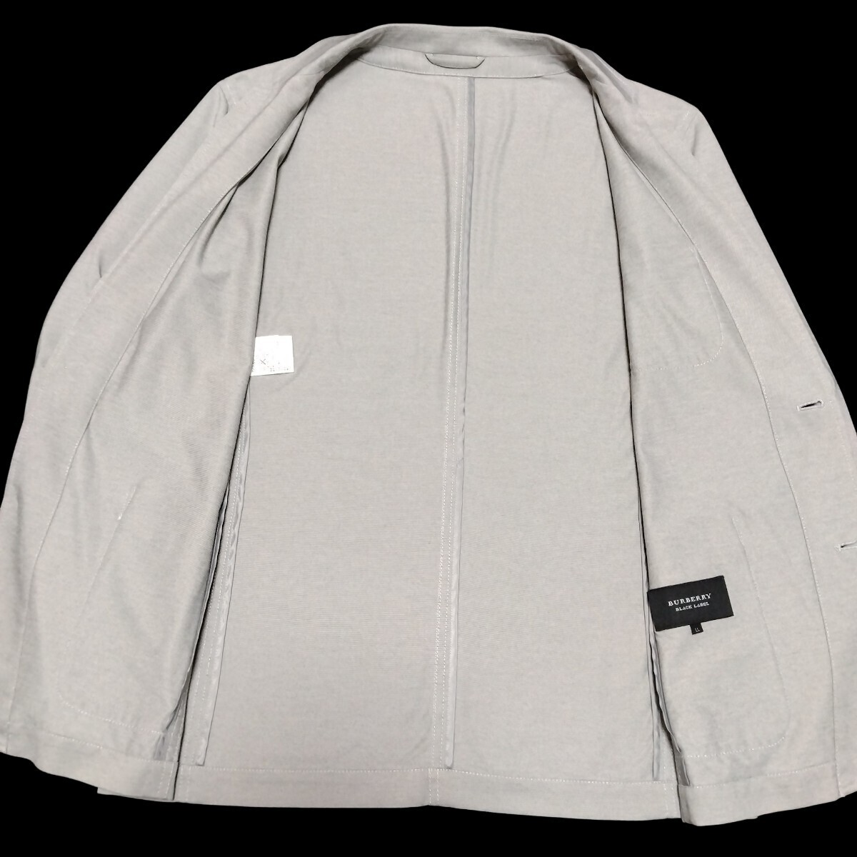  Burberry Black Label # воротник обратная сторона / манжеты обратная сторона noba проверка редкий LL размер серый серия summer tailored jacket BURBERRY BLACK LABEL