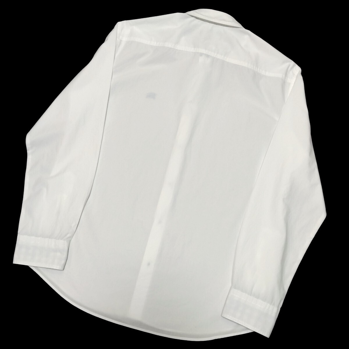 Burberry Black Label # шея вокруг / манжеты обратная сторона серебристый жевательная резинка проверка шланг вышивка 3(L) белый рубашка с длинным рукавом BURBERRY BLACK LABEL#