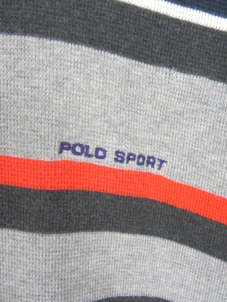 90s ポロスポーツ ラルフローレン ★ ボーダー 半袖 ニット ポロシャツ L ★ POLO SPORT RALPH LAUREN アメリカ USA 古着 メンズビンテージ_画像4