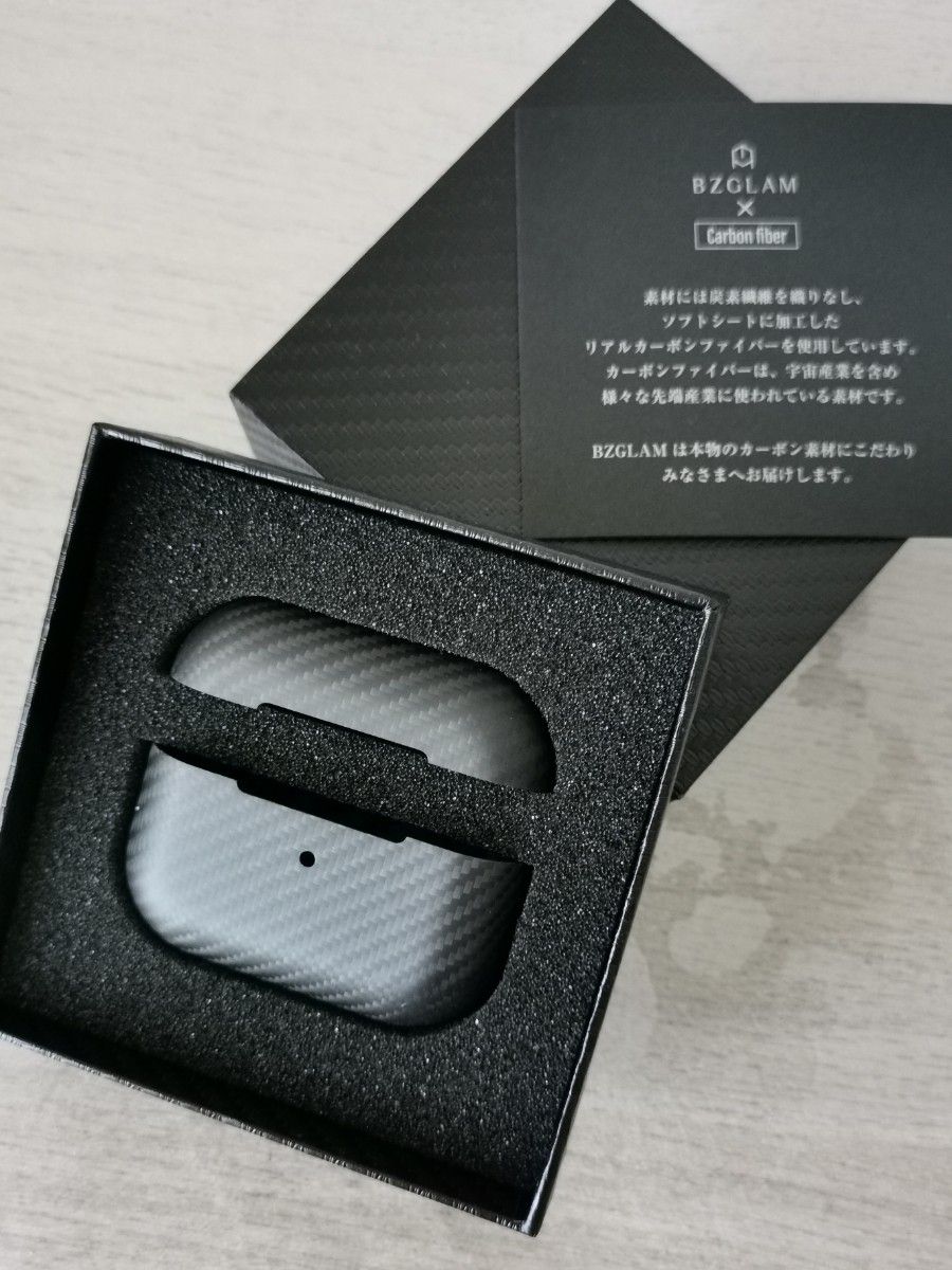 【新品未使用】BZGLAM AirPods Pro 第2世代 100% リアル カーボンレザー ケース 保護カバー ワイヤレス充電