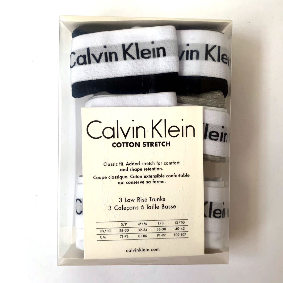 Calvin Klein ボクサーパンツ コットンストレッチ Mサイズ 3枚セット ブラック ホワイト グレー 送料無料 最短発送 カルバンクラインの画像2