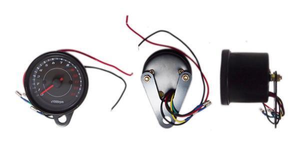 LED 汎用 シンプル 電気式 ミニ タコメーター 黒ボディ_画像4