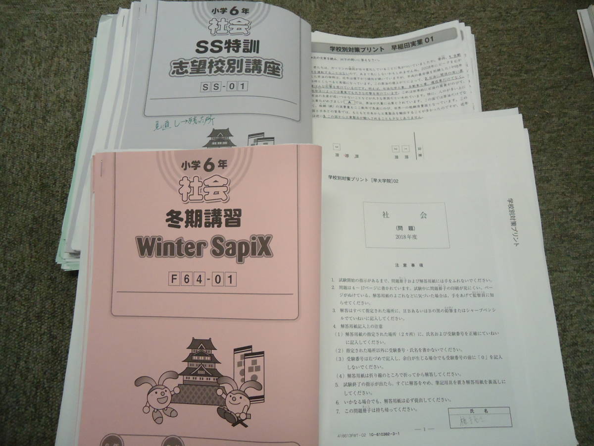 代引き不可】 サピックス /学校別 2018年度版 志望校 早実/早大学院