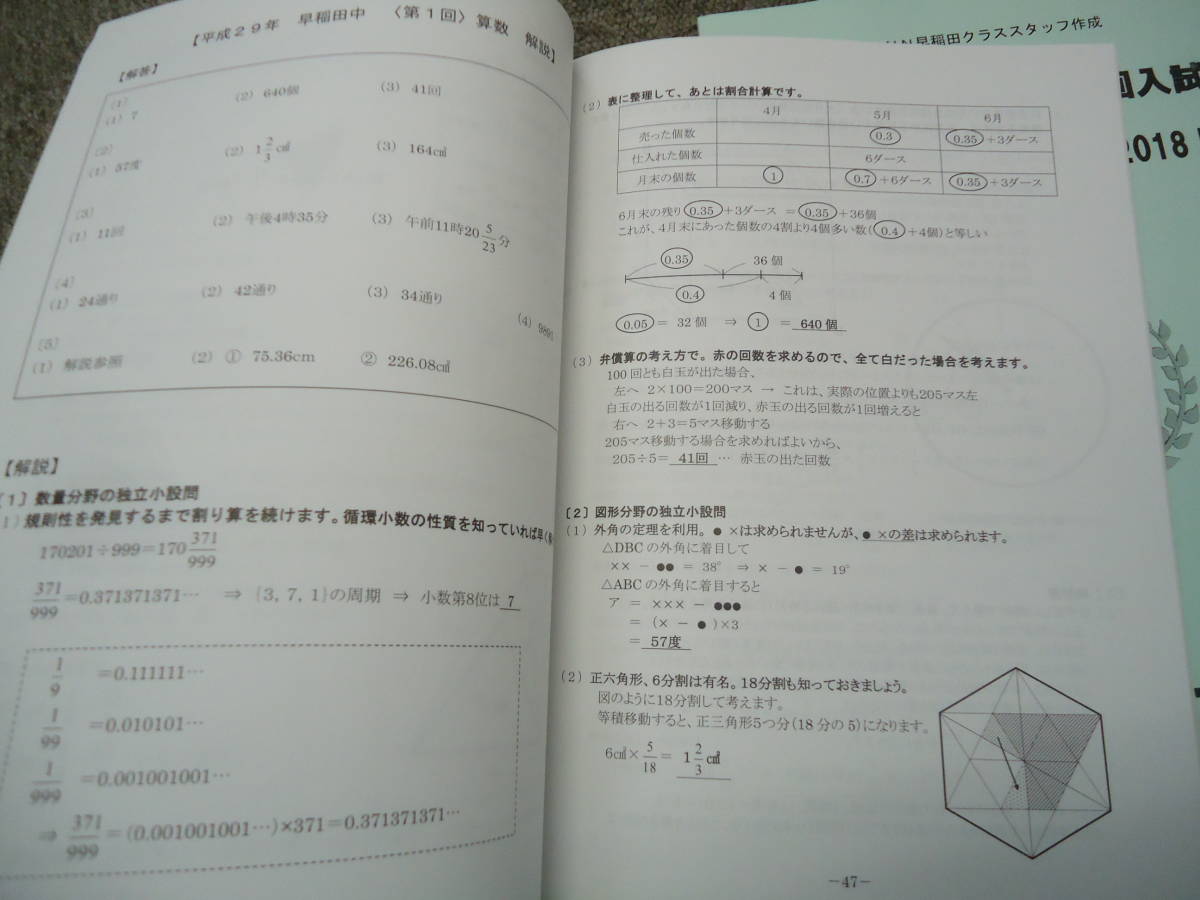 早稲田アカデミー　小6/6年　NN早稲田　早稲田中第1回/第2回入試　過去問題解説集　2018版´