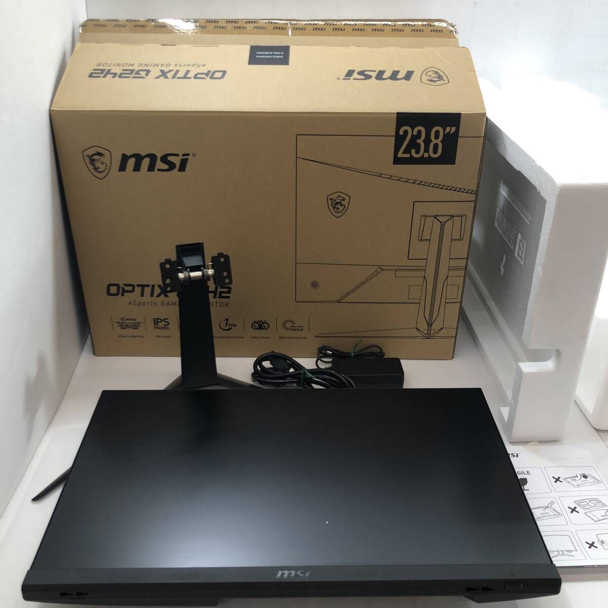 (27061)▲【モニター】ゲーミングモニター msi Optix G242 / 23.8型 2021年製 一部動作確認済み / 画面に線が出る ACアダプター付き 現状品_画像1