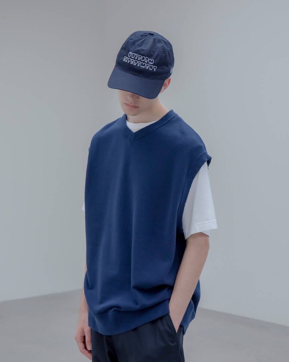 送料無料 新品 uniform experiment V NECK SWEAT VEST 3 ブラック