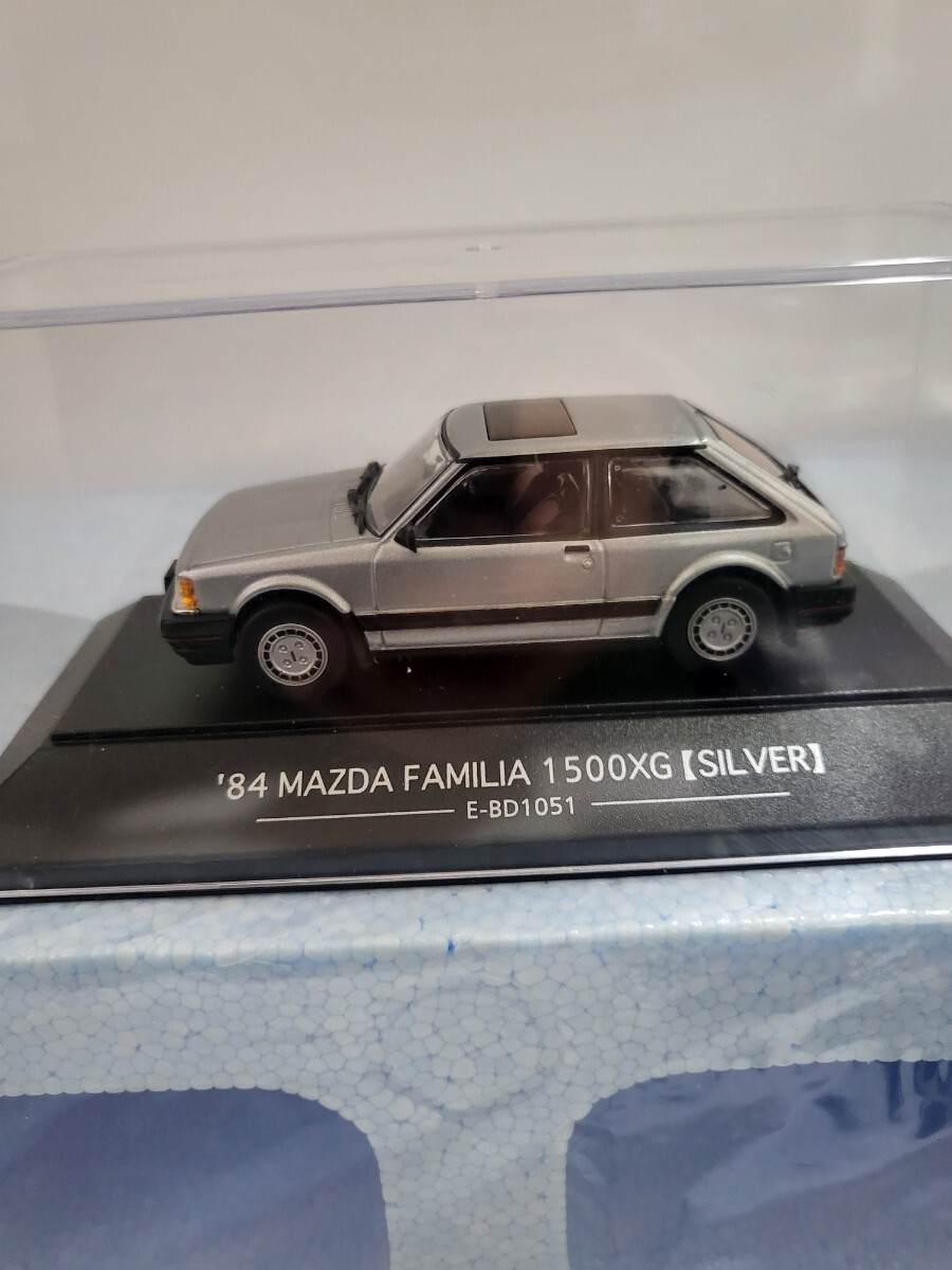 絶版ミニカー 1/43 SAPI MODELS 1984年 マツダファミリアXG MAZDA FAMILIA 1500 XG E-BD1051 シルバー ファミリアミニカー