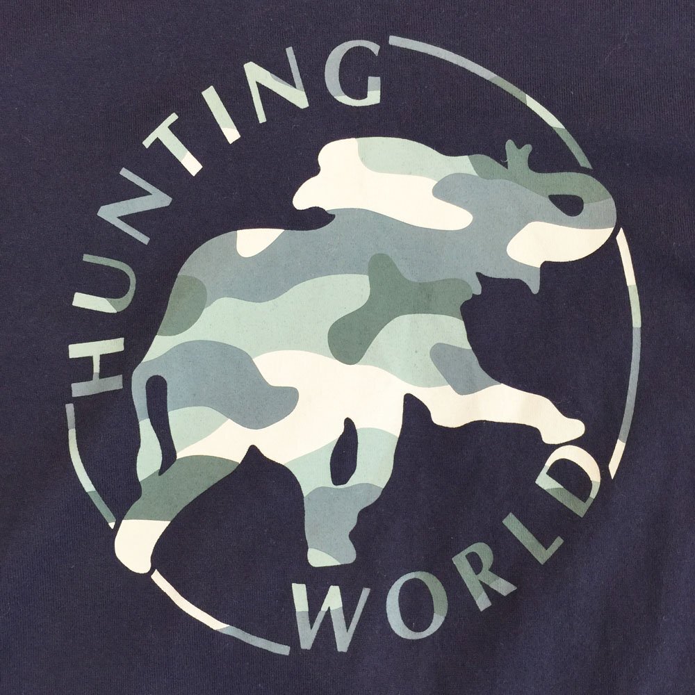 ●HUNTING WORLD ハンティングワールド 半袖 プリントTシャツ メンズ サイズM ネイビー トップス 迷彩 カモフラ柄 1301 1AA/42029_画像3