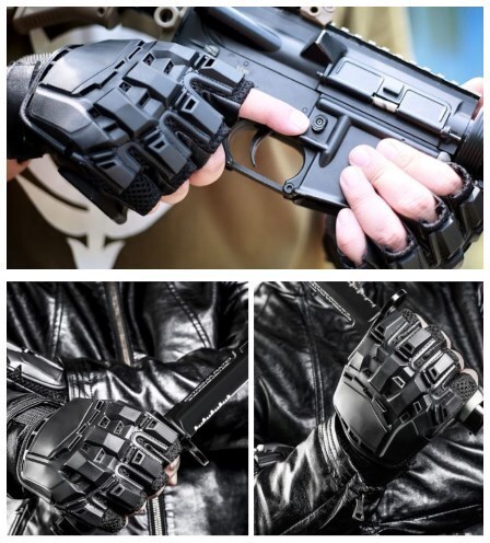 新品 ミリタリーグローブ 手袋 ハーフフィンガー ハードナックル ブラック サバゲー装備 アーミーコスプレ バイク メンズDJ789_画像9