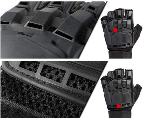 新品 ミリタリーグローブ 手袋 ハーフフィンガー ハードナックル ブラック サバゲー装備 アーミーコスプレ バイク メンズDJ789_画像3