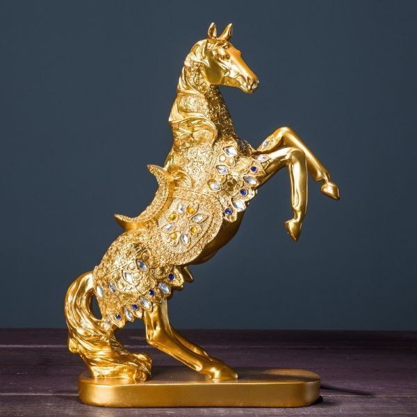 馬の置物 インテリア 豪華 工芸品 ヨーロッパ 雑貨 グッズ 飾り リアル 高級 コレクション 跳ね馬 ゴールドDJ1074_画像1
