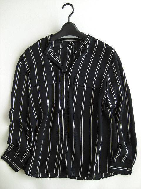 ボールジィBallseyポケット付きVネックストライプシャツ黒36 TOMORROWLANDトゥモローランドの画像9