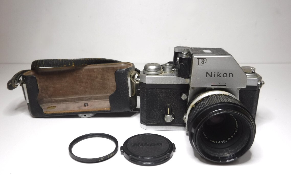 中古 Nikon F フォトミックFTN 一眼レフ/レンズ Micro-NIKKOR-P Auto 1:3.5 f=55mm Nippon Kogaku Japan/レンズフィルター 発送60サイズの画像1