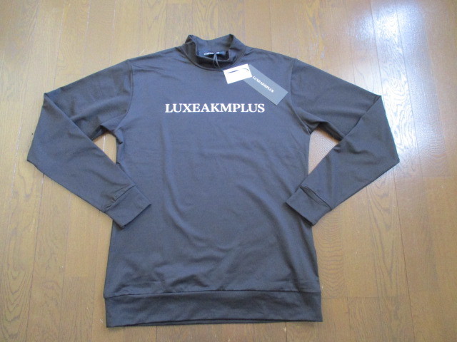 ☆LUXE AKM PLUS/リュクスエイケイエムプラス☆未使用 フロントロゴモックネックTシャツ ブラック サイズ：XL ゴルフ トレーニング ジム_画像5