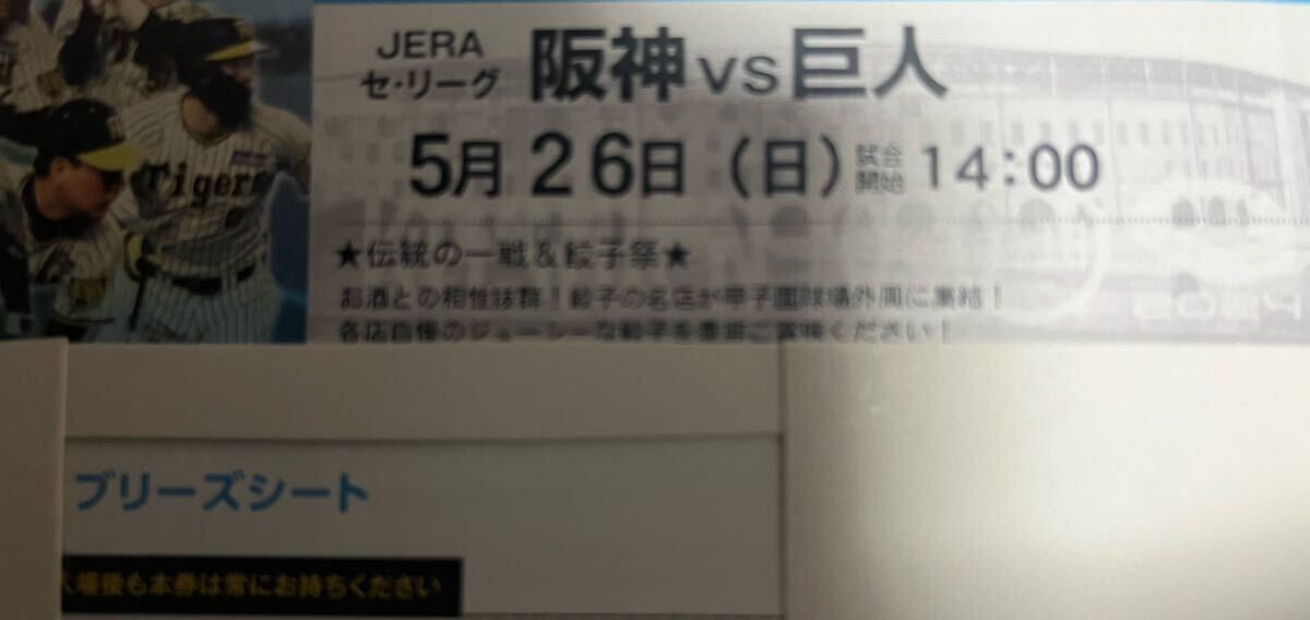 阪神 巨人 5/26 甲子園 チケット 1枚 3塁側 ブリーズシートの画像1