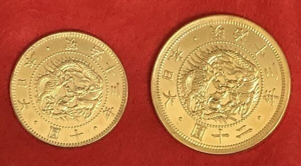 * 2 pieces set Meiji 13 year . boxed old 20 jpy gold coin old 10 jpy gold coin 