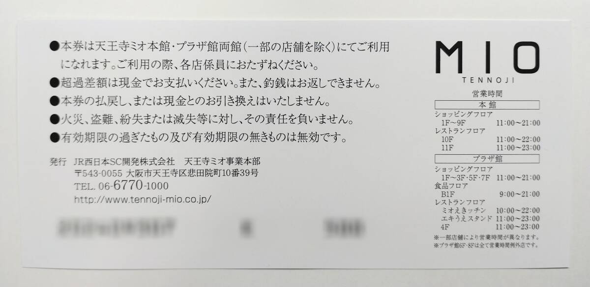 天王寺ミオ　お買い物・お食事券　1,000円分（500円券×2枚）_画像2