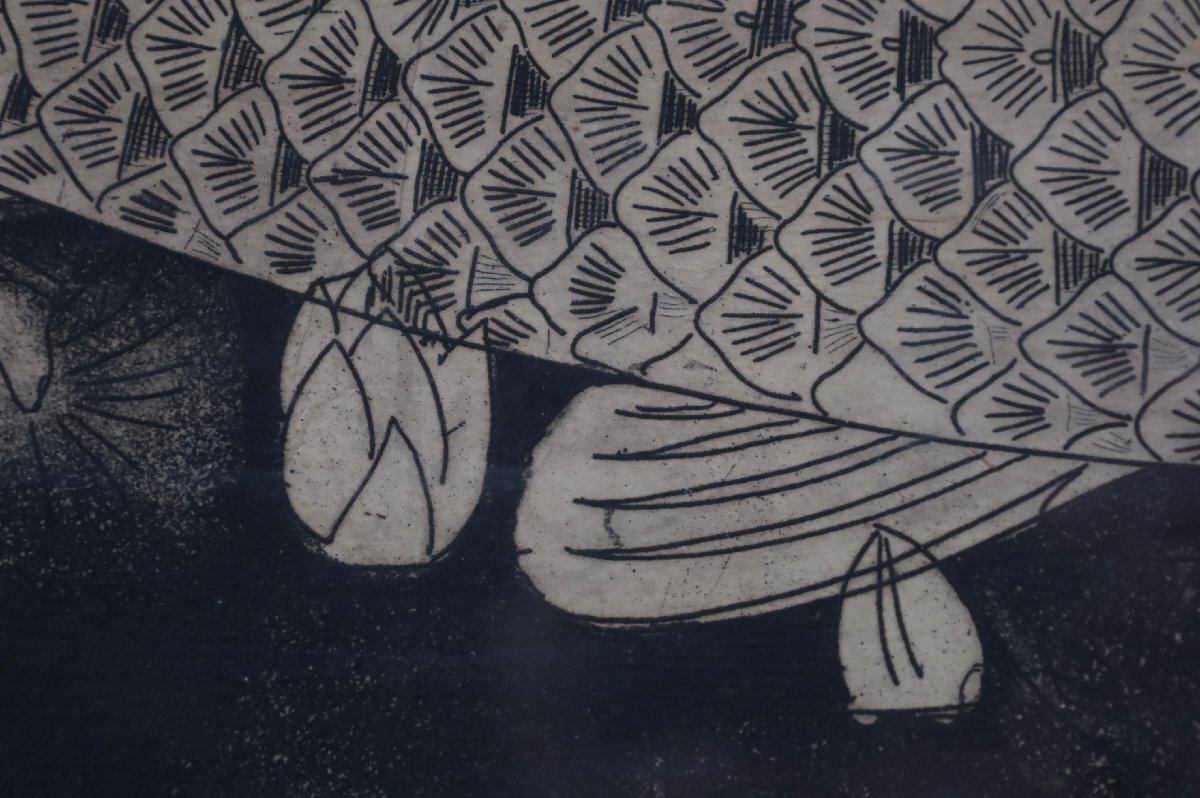 【真作】 小松均 直筆サイン入 「人魚」 エッチング 銅版画 裸婦画 日本画家 美術品 額装品 縦69.5cm×横96.5cm 1952_画像8