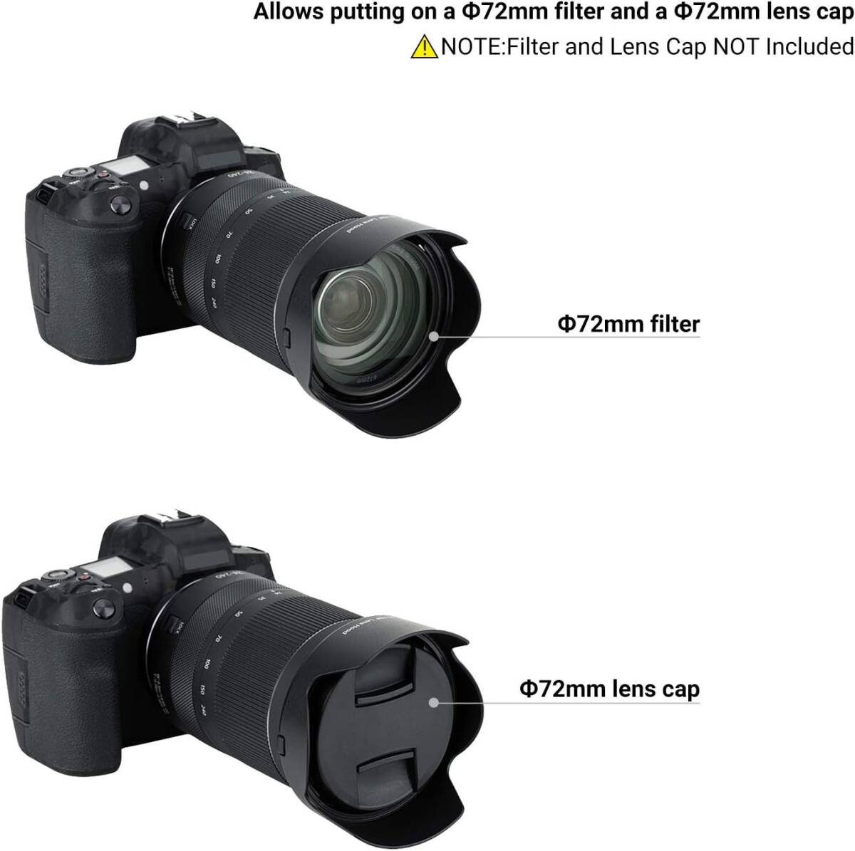 JJC 可逆式 レンズフード Canon EW-78F 互換 RF 24-240mm F4-6.3 IS USM レンズ 用 Ca_画像4