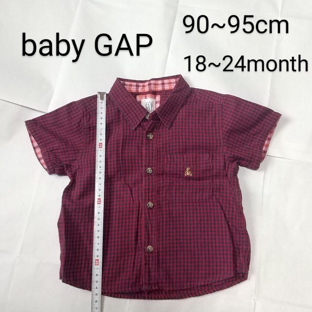 baby GAP 半袖ボタンシャツ チェック柄 夏物 18~24month 90~95cm