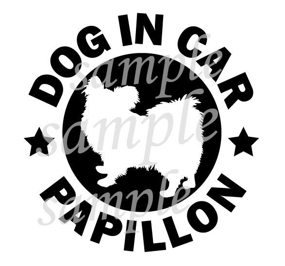 【2枚組（白×1，黒×1）】犬（パピヨン）カッティング ステッカー 防水　車用 