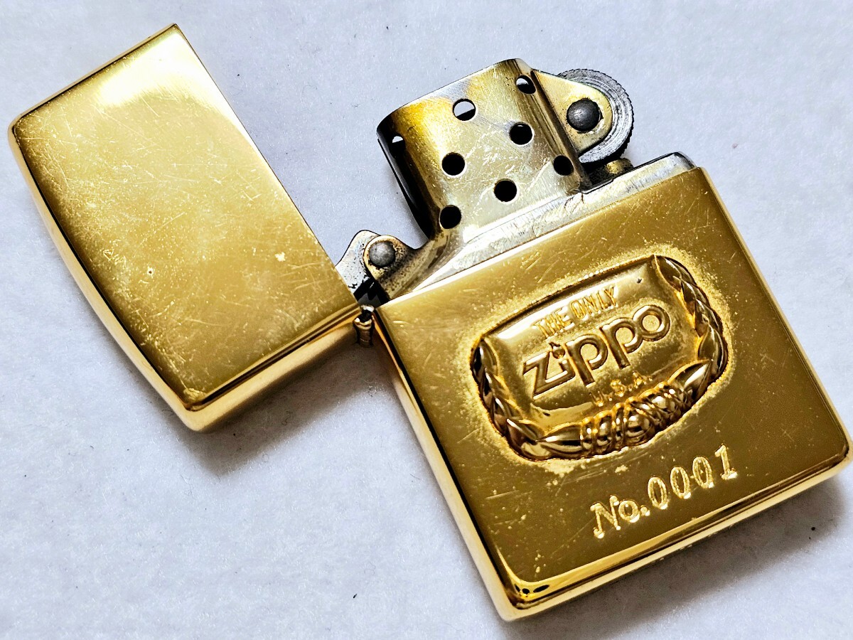 ☆超希少☆Zippo シリアルナンバー No.0001 1000本限定品 GOLD ピカピカ鏡面仕上げでカッコいいライター☆_画像2