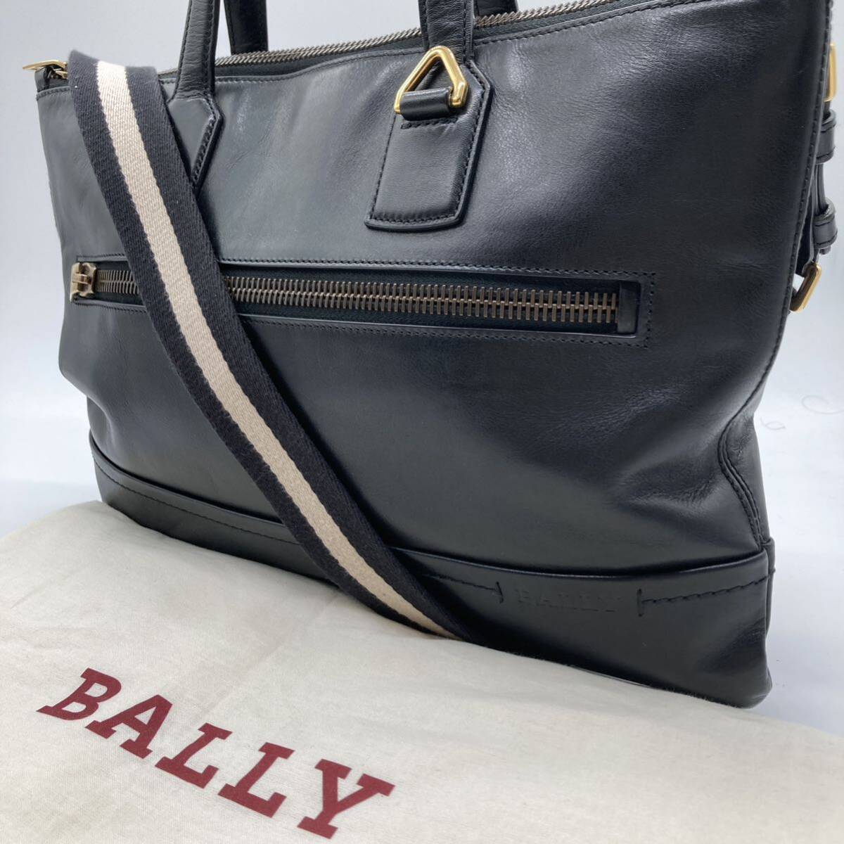 1 jpy [ ultimate beautiful goods ]BALLY Bally business bag briefcase to rain spo ting2way black black TAS380 leather A4 diagonal .. men's 