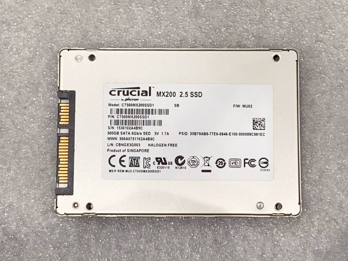 Crucial CT500MX200SSD1 クルーシャル MX200 2.5インチ SSD 500GB SATA 使用時間795 クリックポスト対応の画像2