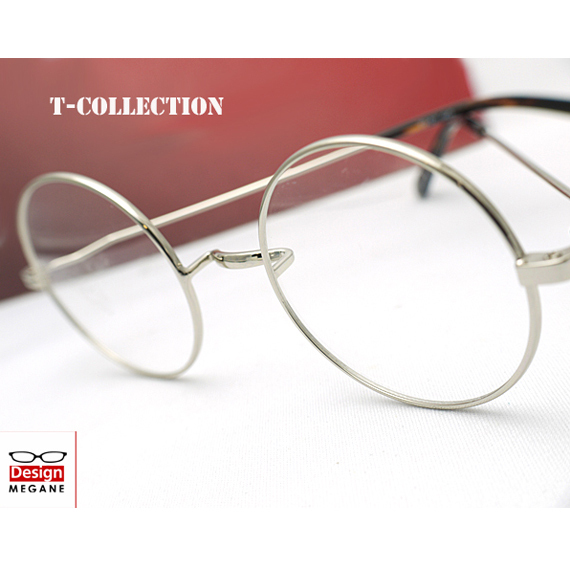 即決 眼鏡一式☆度入レンズ込★designメガネ★ T-collection Eyewear 丸メガネ Silver フルリム (近視、乱視、老眼、伊達 全て対応)_画像1