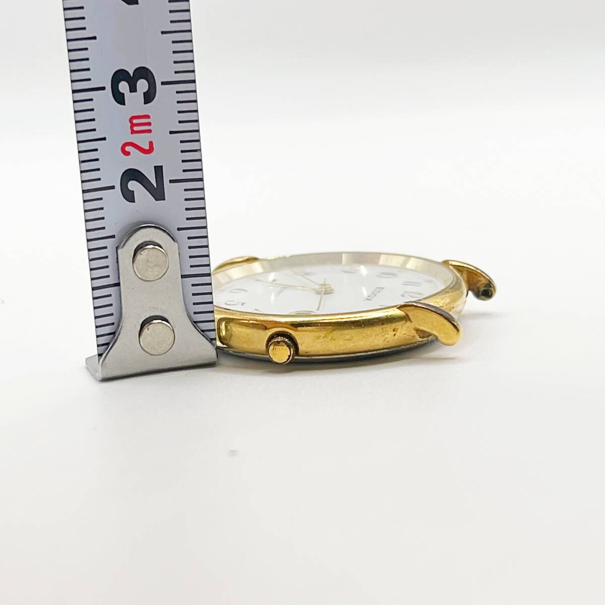 【不動ジャンク】EDOX エドックス クオーツ メンズ 腕時計 フェイスのみ SWISS製 デイト ゴールド ホワイト文字盤の画像8
