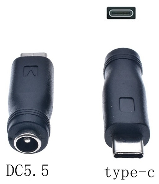 DC USB 変換 アダプター プラグ ジャック コネクター DC(メス) -USB Type-C (オス) タイプC 外径5.5mm内径2.1mm_画像1
