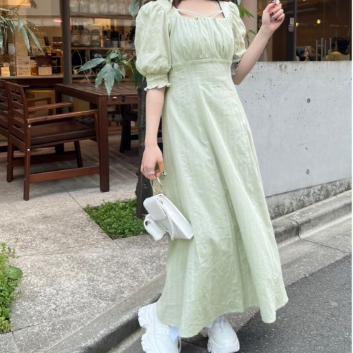 【新品】タグ付き OLIVE des OLIVE 後ろドロストリボンワンピース