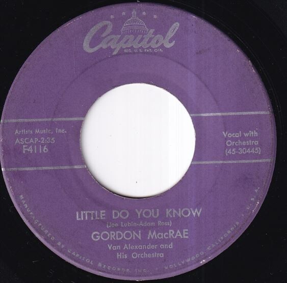 Gordon MacRae - Fly Little Bluebird / Little Do You Know (A) OL-R359_画像1