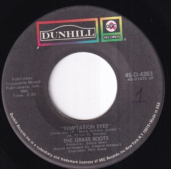 The Grass Roots - Temptation Eyes / Keepin' Me Down (A) RP-R613_画像2